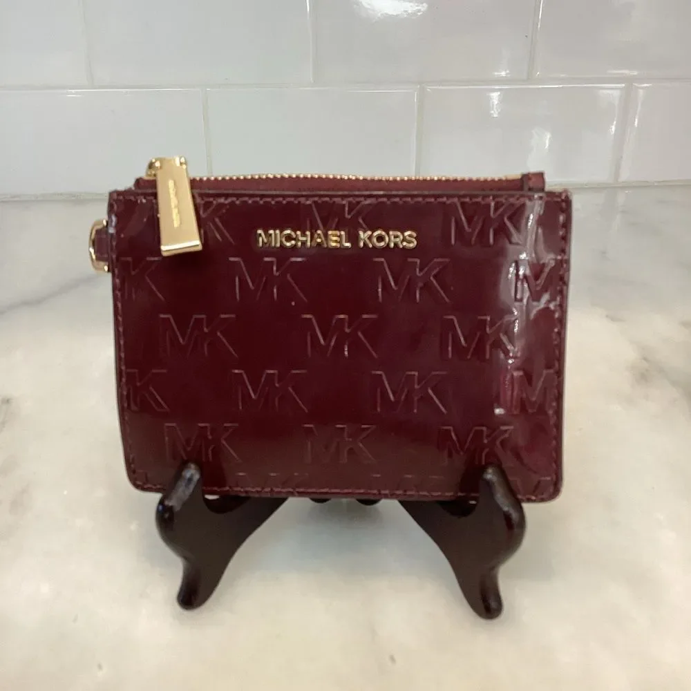 Michael Kors Signature Logo Embossed Patent Key & Card Holder